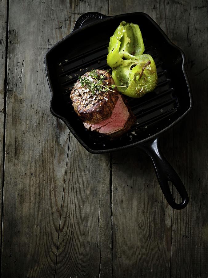 Spicy Fillet Steak In A Grill Pan Photograph by Mikkel Adsbl