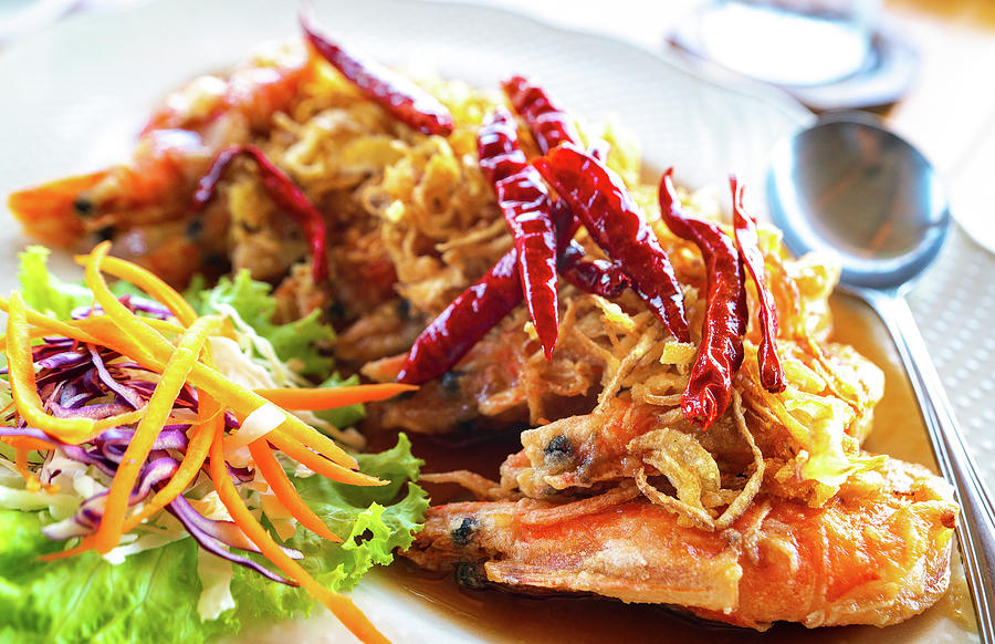 Spicy fried shrimp  Photograph by Anek Suwannaphoom