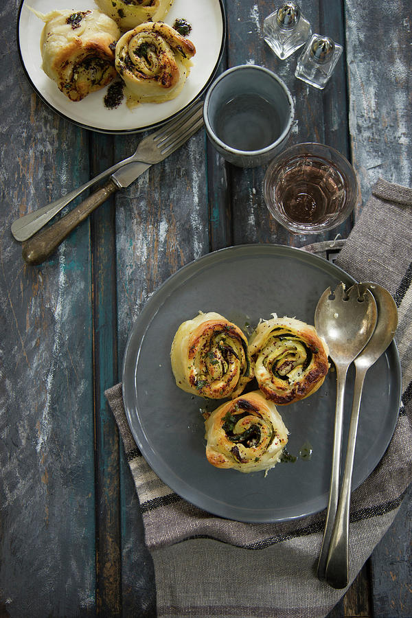 Spicy Savoury Buns With Courgette And Feta Cheese seen From Above Photograph by Patricia Miceli
