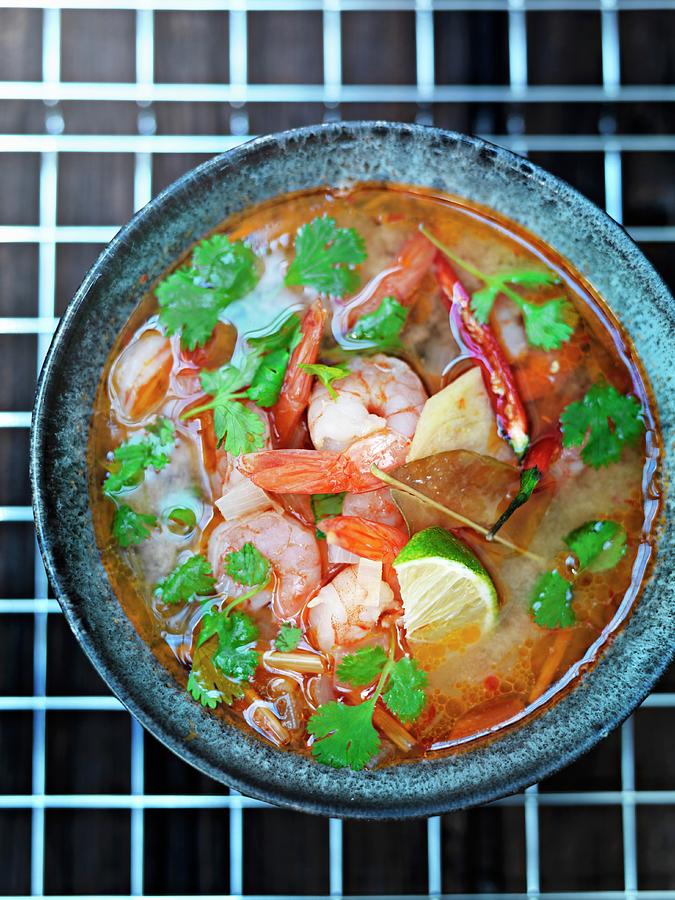 Spicy-sour Soup With Prawns Photograph by Martin Dyrlv