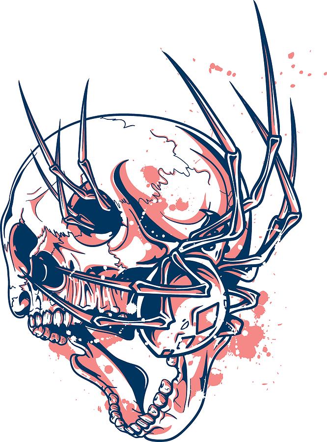 Halloween Digital Art - Spider Crawling Skull by Passion Loft Halloween Digital Art - Spider Crawling Skull by Passion Loft