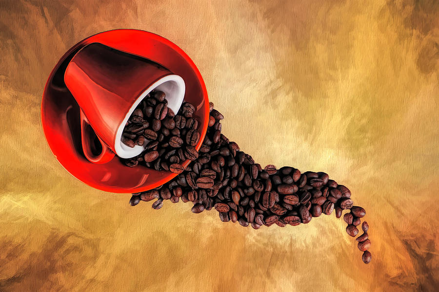 Spill The Coffee Beans Mixed Media by Judy Vincent