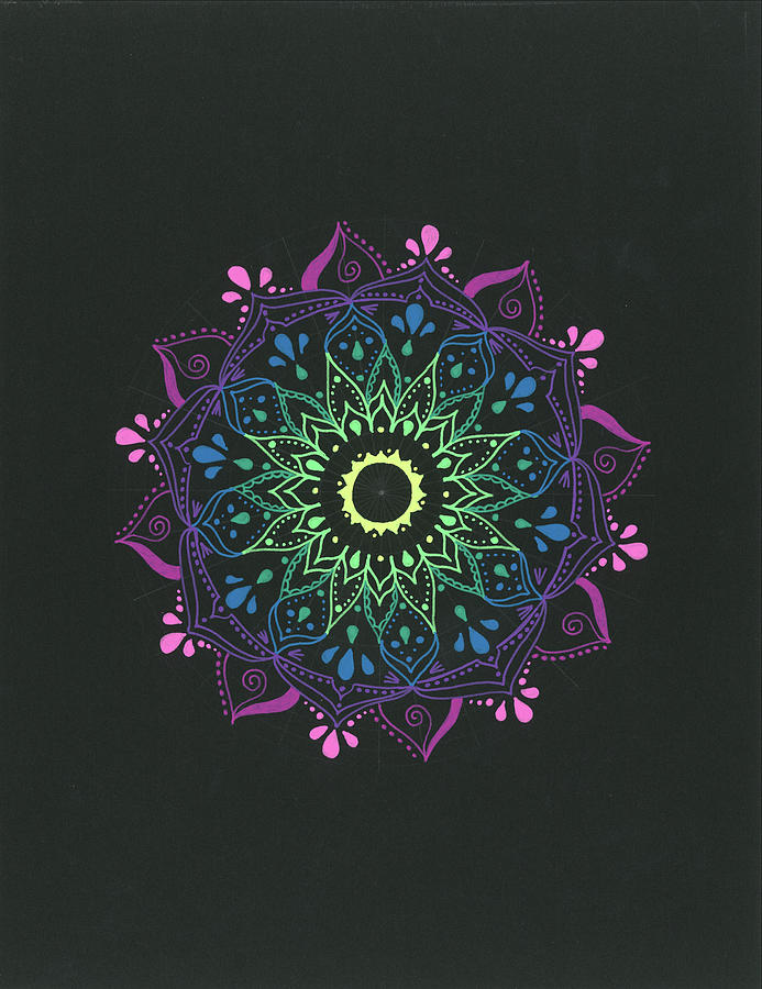 Abstract Digital Art - Spin Glow Mandala by Nicky Kumar