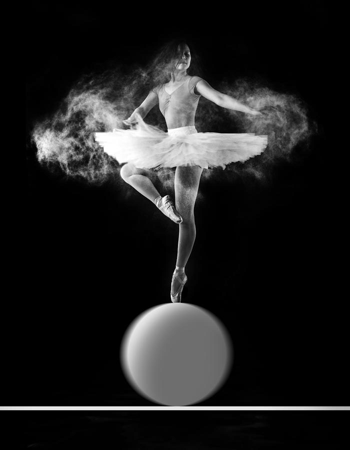 Black And White Photograph - Spin With Ball by Antonyus Bunjamin (abe)