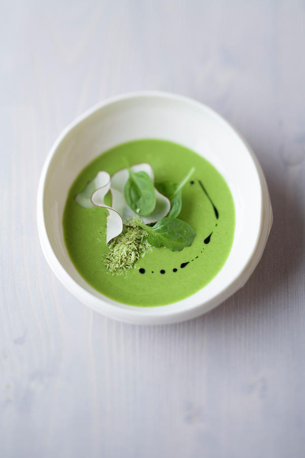 Spinach And Coconut Soup With Grain Of Paradise Chutney Photograph by Michael Wissing