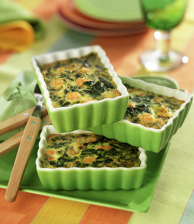 Spinach And Shrimp Small Flans Photograph by Bertram