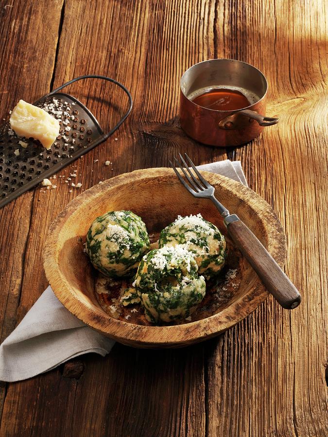 Spinach Dumplings With Parmesan Photograph by Karl Newedel