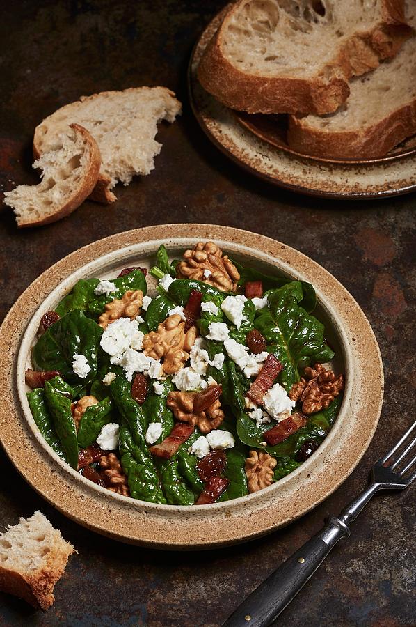 Spinach Salad With Bacon, Walnuts And Sheeps Cheese Photograph by Ulrike Emmert