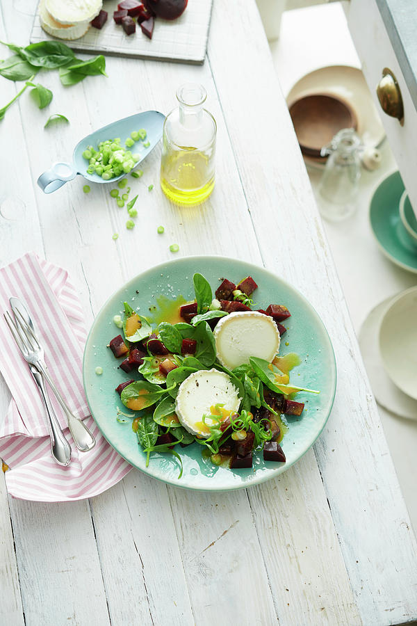 Spinach Salad With Goats Cheese And Beetroot Photograph by Nikolai Buroh