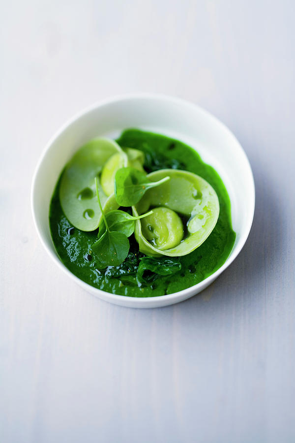 Spinach Tortellini With Curd Cheese And Mace Photograph by Michael Wissing