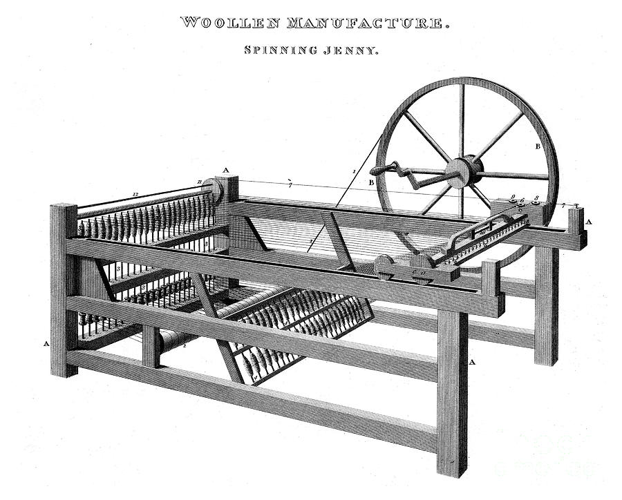Spinning Jenny, 1820 Drawing by Print Collector
