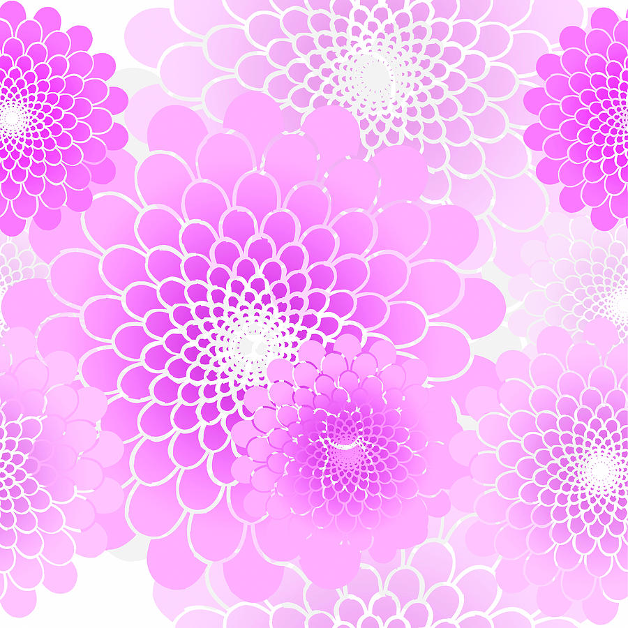 Flower Digital Art - Spiral Flowers Pattern Pink by Tina Lavoie