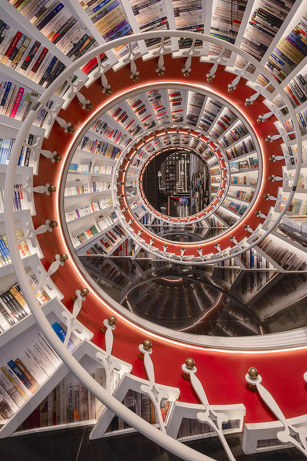 Spiral In Bookstore (vertical) Photograph by Mei Xu