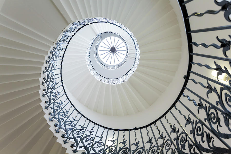 Spiral Staircase, The Queens House Photograph by Peter Adams
