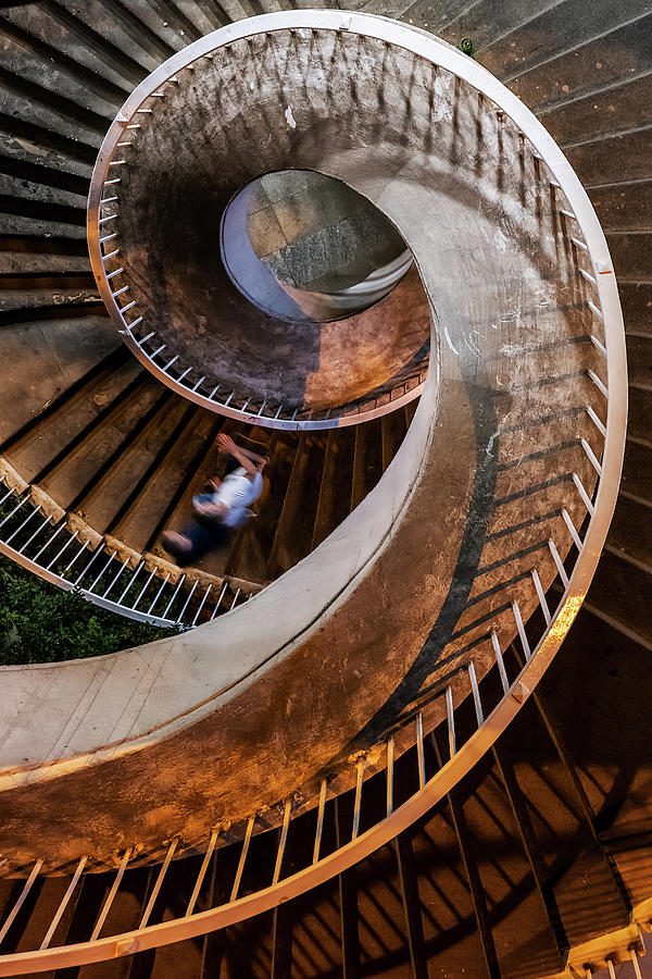Spiral Stairs Abstract At Night Photograph by Artur Bogacki