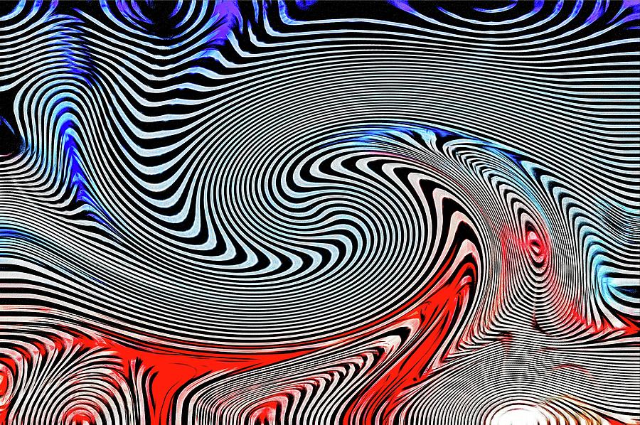 Spiraling Chaos Blue Red Digital Art by Don Northup