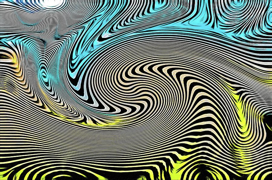 Spiraling Chaos Blue Yellow Digital Art by Don Northup