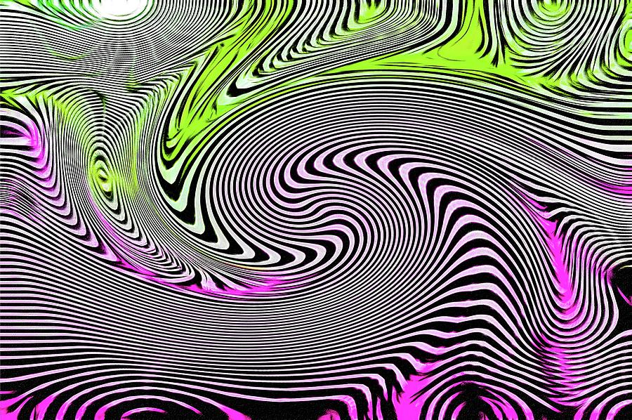 Spiraling Chaos Pink Green Digital Art by Don Northup