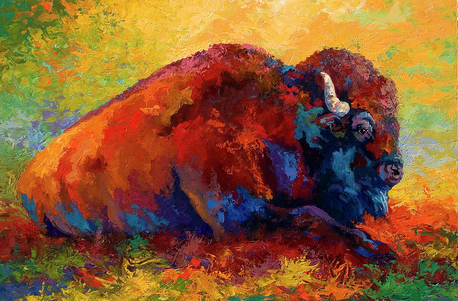 Buffalo Painting - Spirit Brother I by Marion Rose