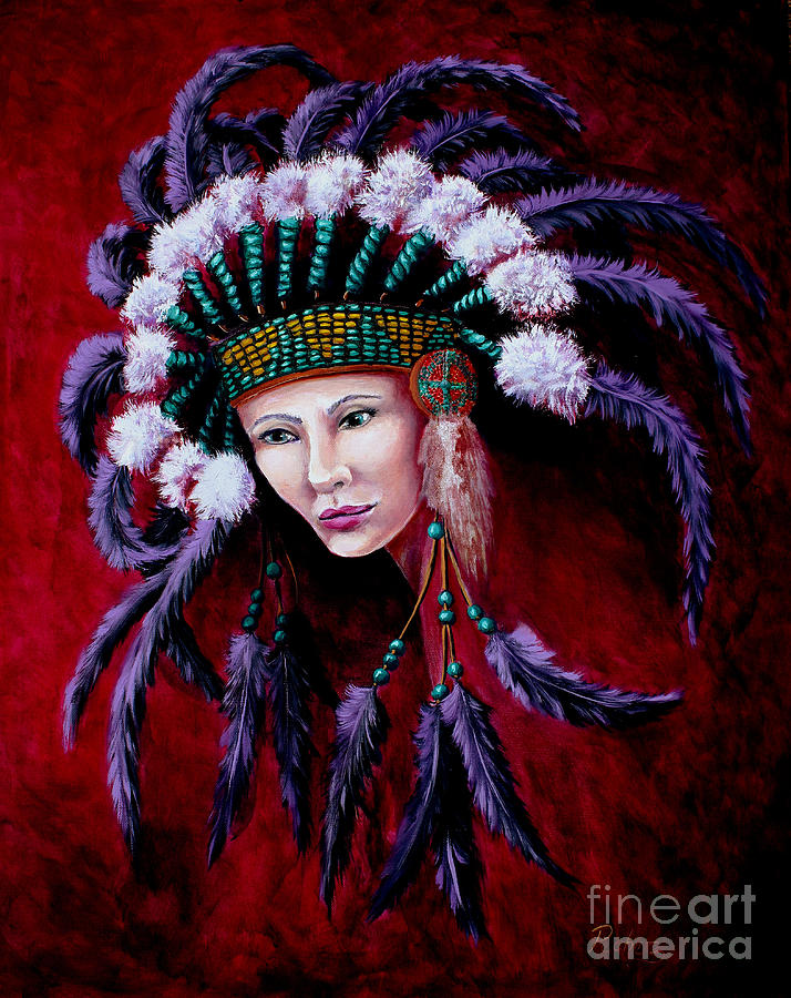Spirit Guide Indian Woman Painting by Pechez Sepehri