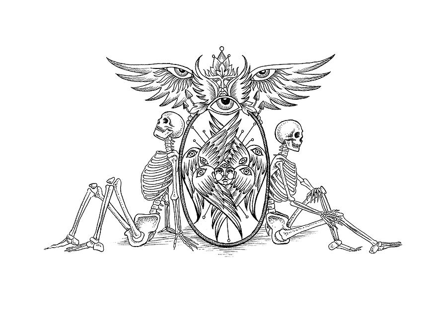 Skeleton Drawing - Souls of Seraph by Sarah Llewellyn.