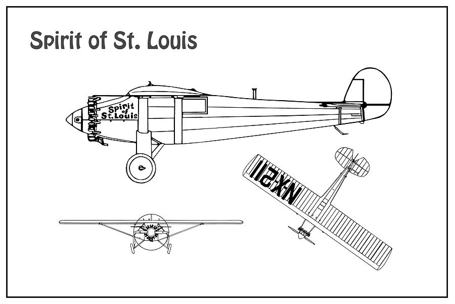 Spirit of St. Louis Airplane Blueprint. Drawing Plans of Spirit of St ...