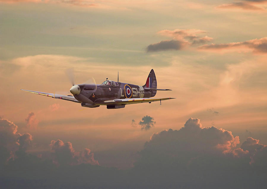 Spitfire - Evening Flight Digital Art by Pat Speirs