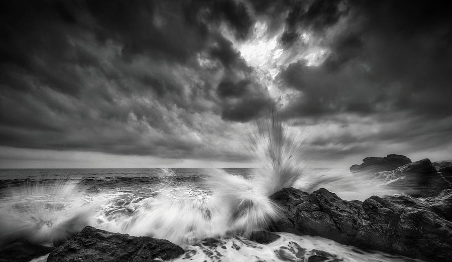 Black And White Photograph - Splash Of Waves by Takafumi Yamashita