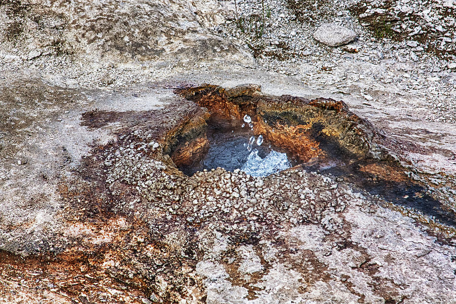 Splashing hot water drops in Yellowstone Photograph by Tatiana Travelways