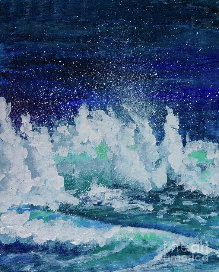 Splashing Waves Painting by Jacqueline Athmann