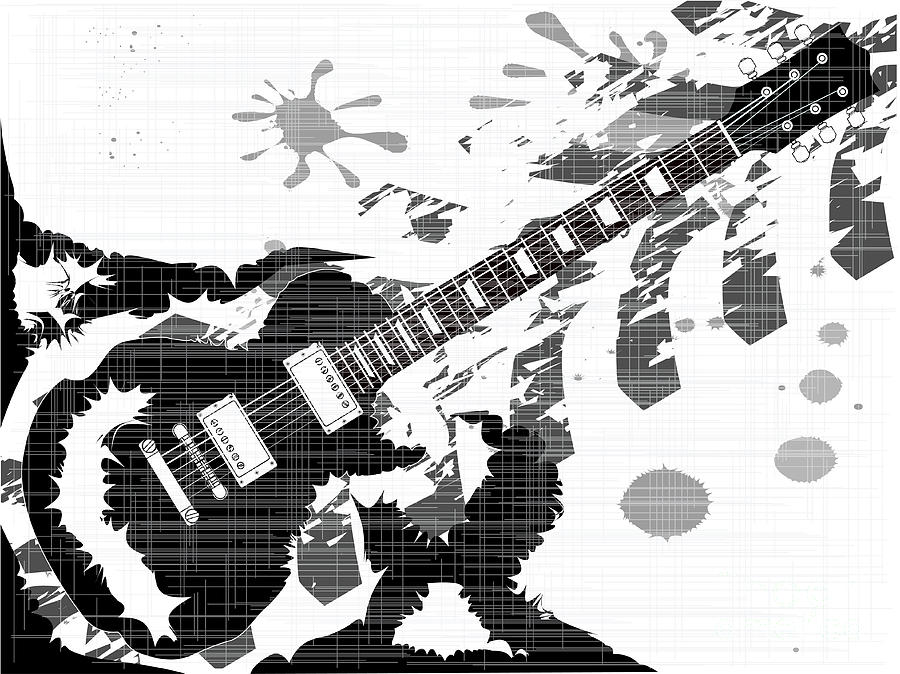 Abstract Digital Art - Splatter Guitar by Bigalbaloo Stock