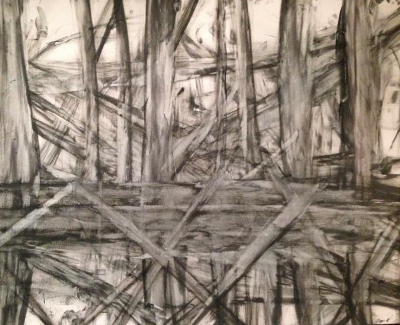 Charcoal Painting - Splinters by Larry Unger