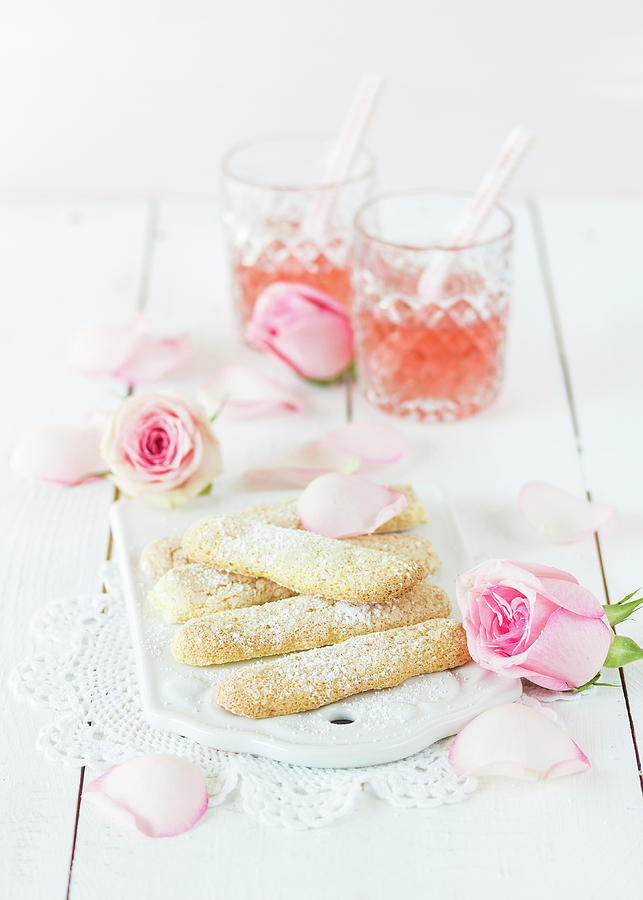 Sponge Fingers With Rose Petals Photograph by Emma Friedrichs