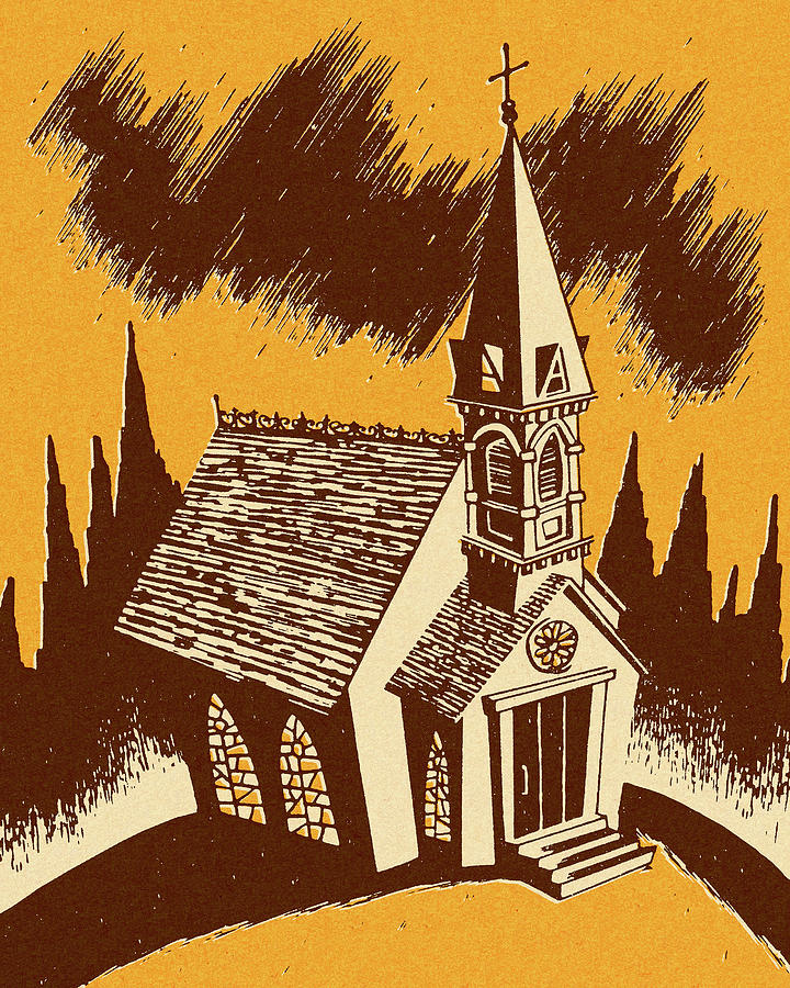 Architecture Drawing - Spooky Church by CSA Images