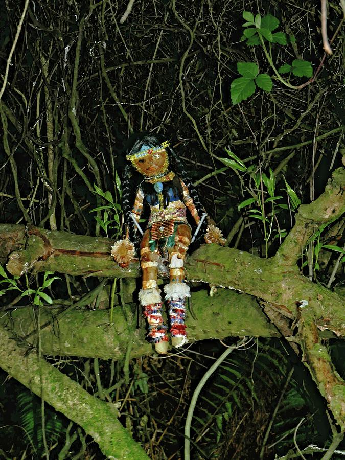 Spooky doll in forest Photograph by Martin Smith