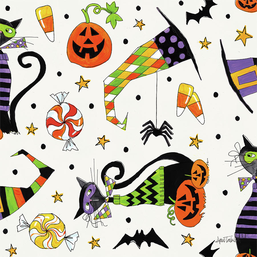 Bat Painting - Spooky Fun Pattern Ia by Anne Tavoletti