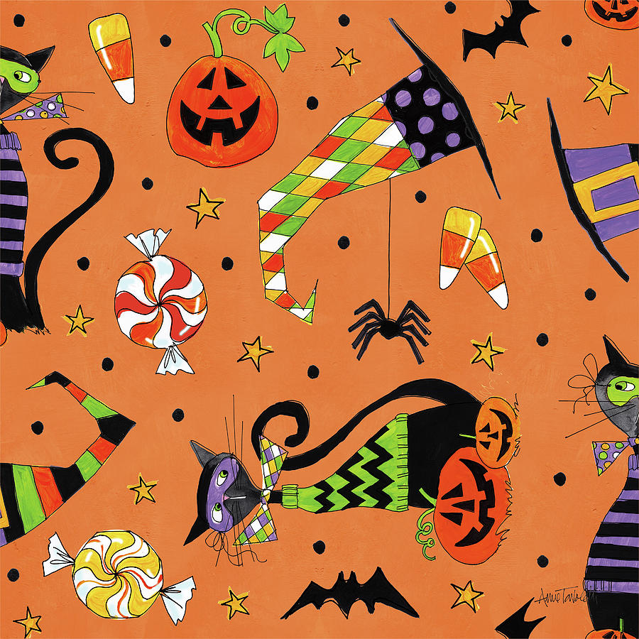 Bat Painting - Spooky Fun Pattern Ib by Anne Tavoletti