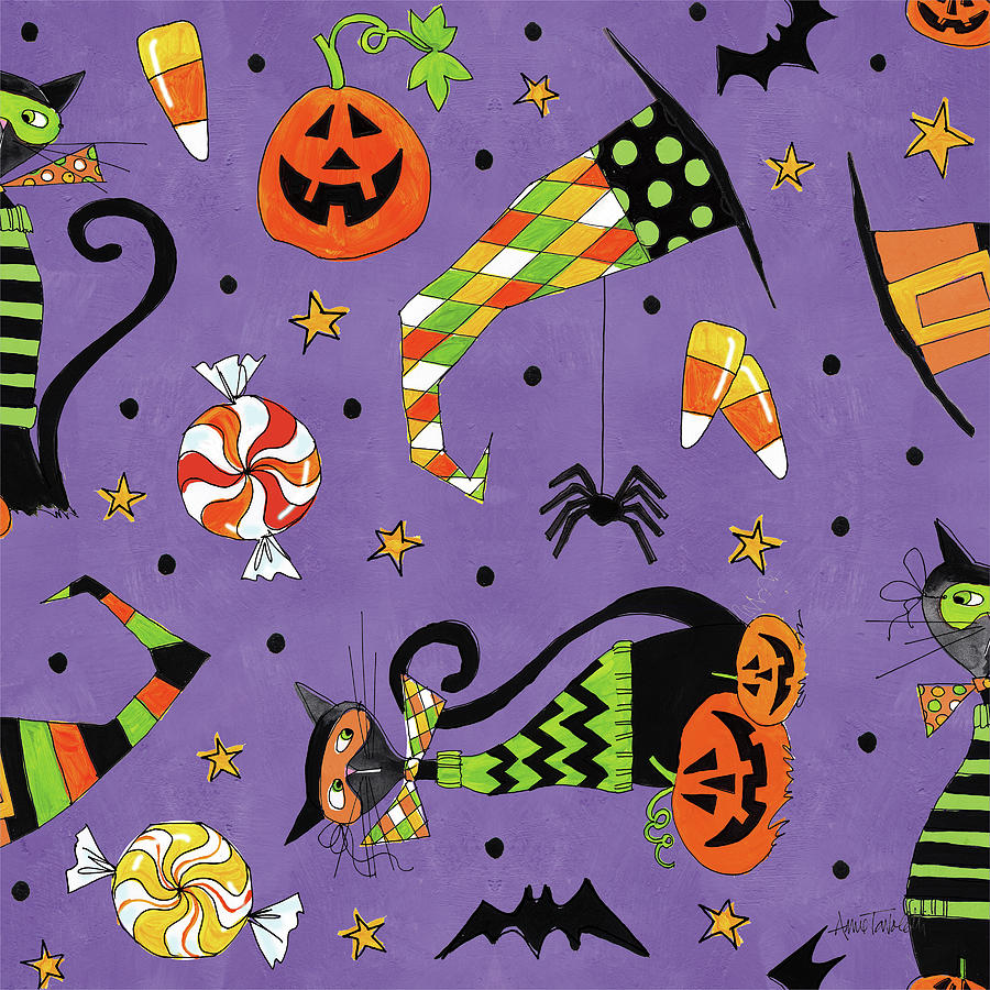 Bat Painting - Spooky Fun Pattern Id by Anne Tavoletti