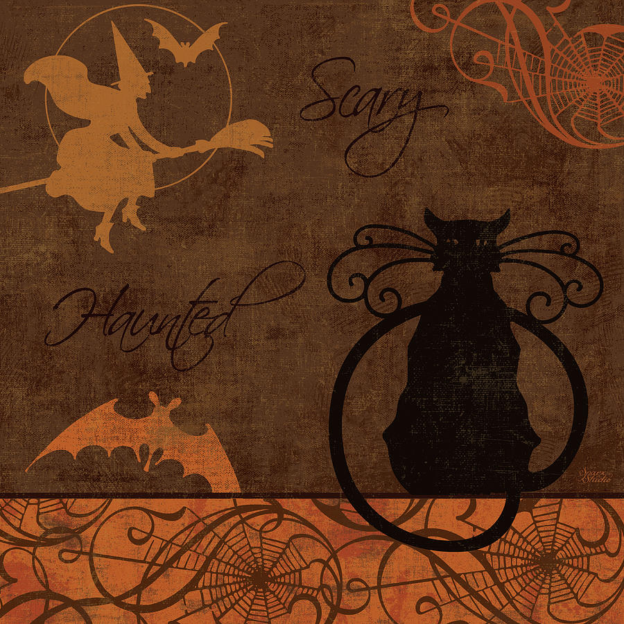 Cat Painting - Spooky II by Sparx Studio
