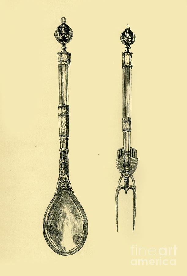 Spoon And Fork Drawing by Print Collector