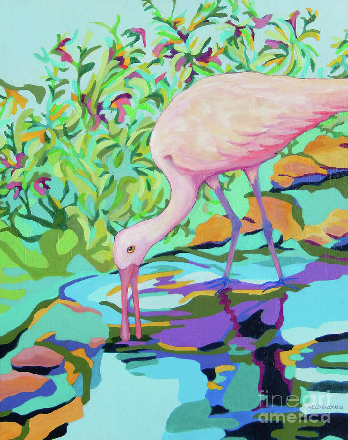 Wildlife Painting - Spoonbill FRANCISCO by Sharon Nelson-Bianco