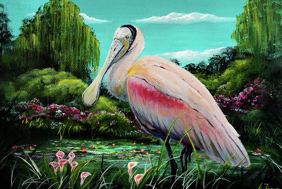 Spoonbill Painting - Spoonbill by Greg Farrugia