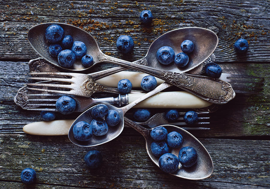 Food Photograph - Spoons&blueberry by Aleksandrova Karina