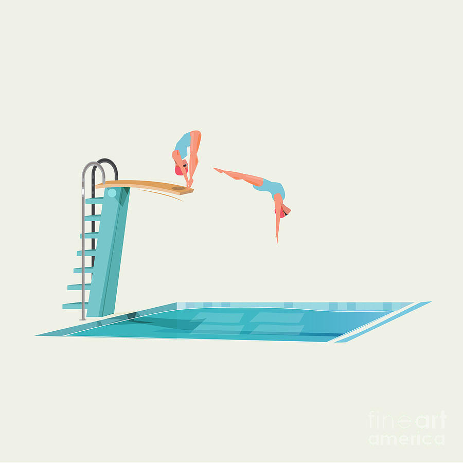 Sports Digital Art - Sport Women Standing On Diving Board by Angkrit