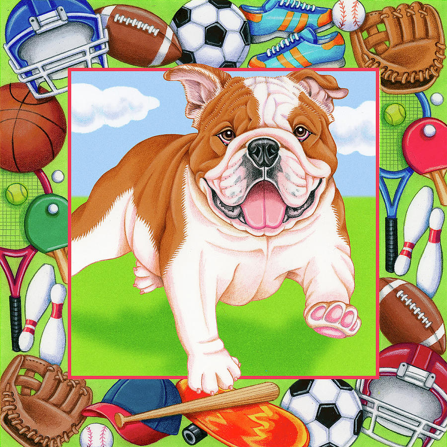 Sports Mixed Media - Sports Bulldog by Tomoyo Pitcher