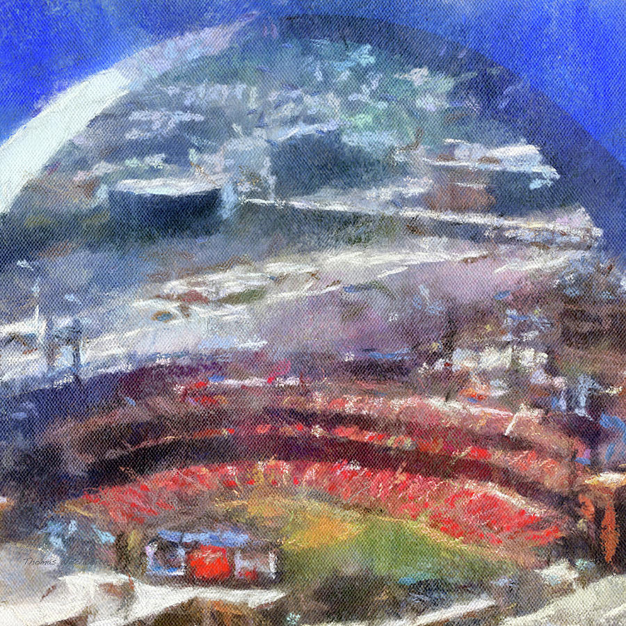 Sports St Louis Busch Stadium A View From The Arch Photo Art SQ Format Photograph by Thomas Woolworth