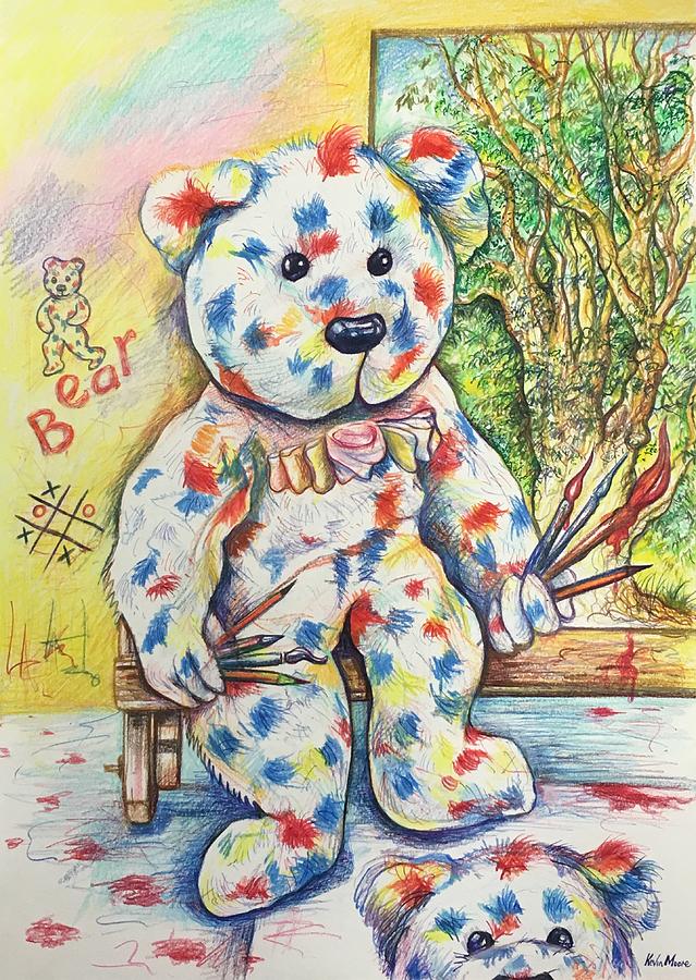 Spotty Bear Drawing by Kevin Derek Moore