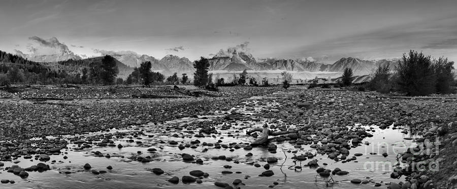 Spread Creek Sunrise Panorama Black And White Photograph by Adam Jewell