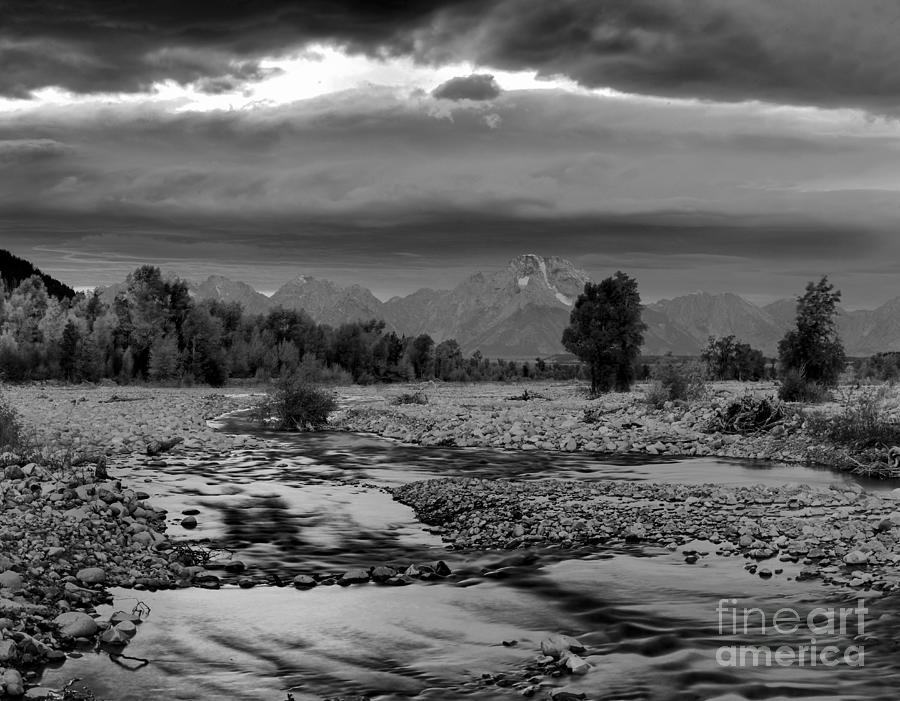 Spread Creek Sunset Glow Black And White Photograph by Adam Jewell