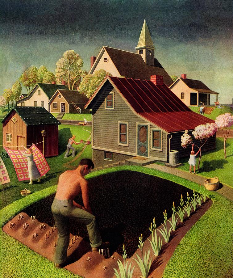 Spring 1942 Drawing by Grant Wood